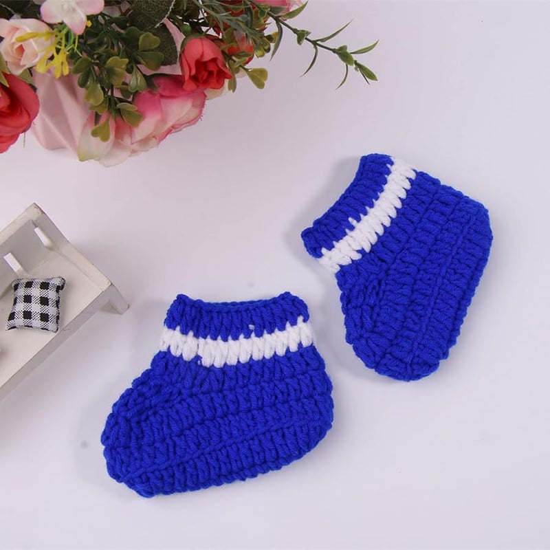 Handmade Crochet Newborn Photography Outfit Set With Hat Shoes White - Image 3